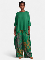 Women's green boho vintage print two-piece set full body shot