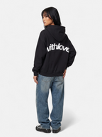 Women's black oversized graphic hoodie back shot