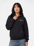 Women's black oversized graphic hoodie hero shot