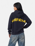 Women's navy oversized graphic hoodie back shot