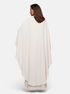 Women's beige pleated cloak sleeve maxi dress back shot