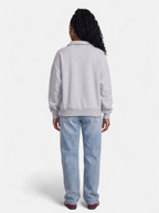 Women's gray half-zip fleece pullover hoodie back shot