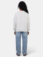 Women's white half-zip fleece pullover hoodie back shot