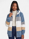 Women's blue oversized hooded jacket hero shot