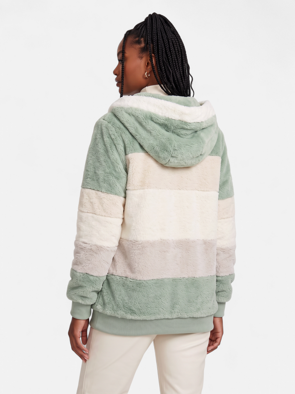Women's green oversized hooded jacket back shot