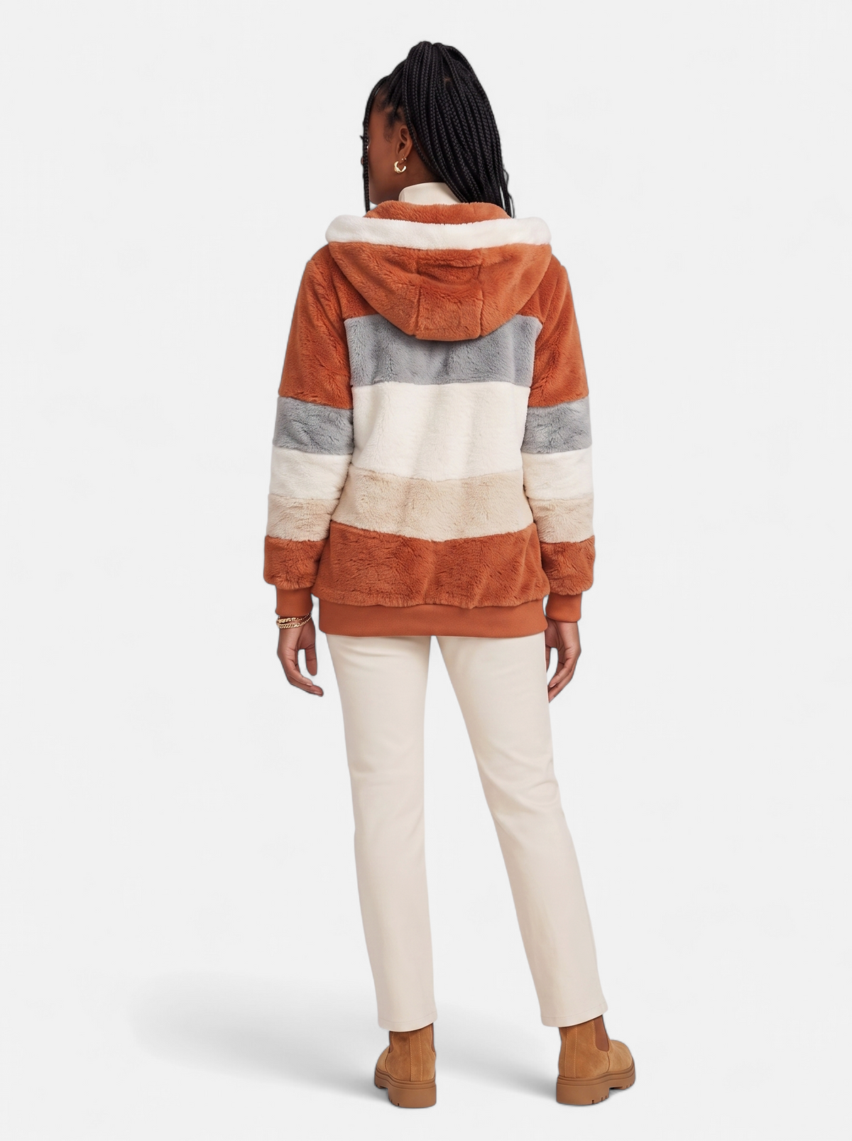 Women's orange oversized hooded jacket back shot