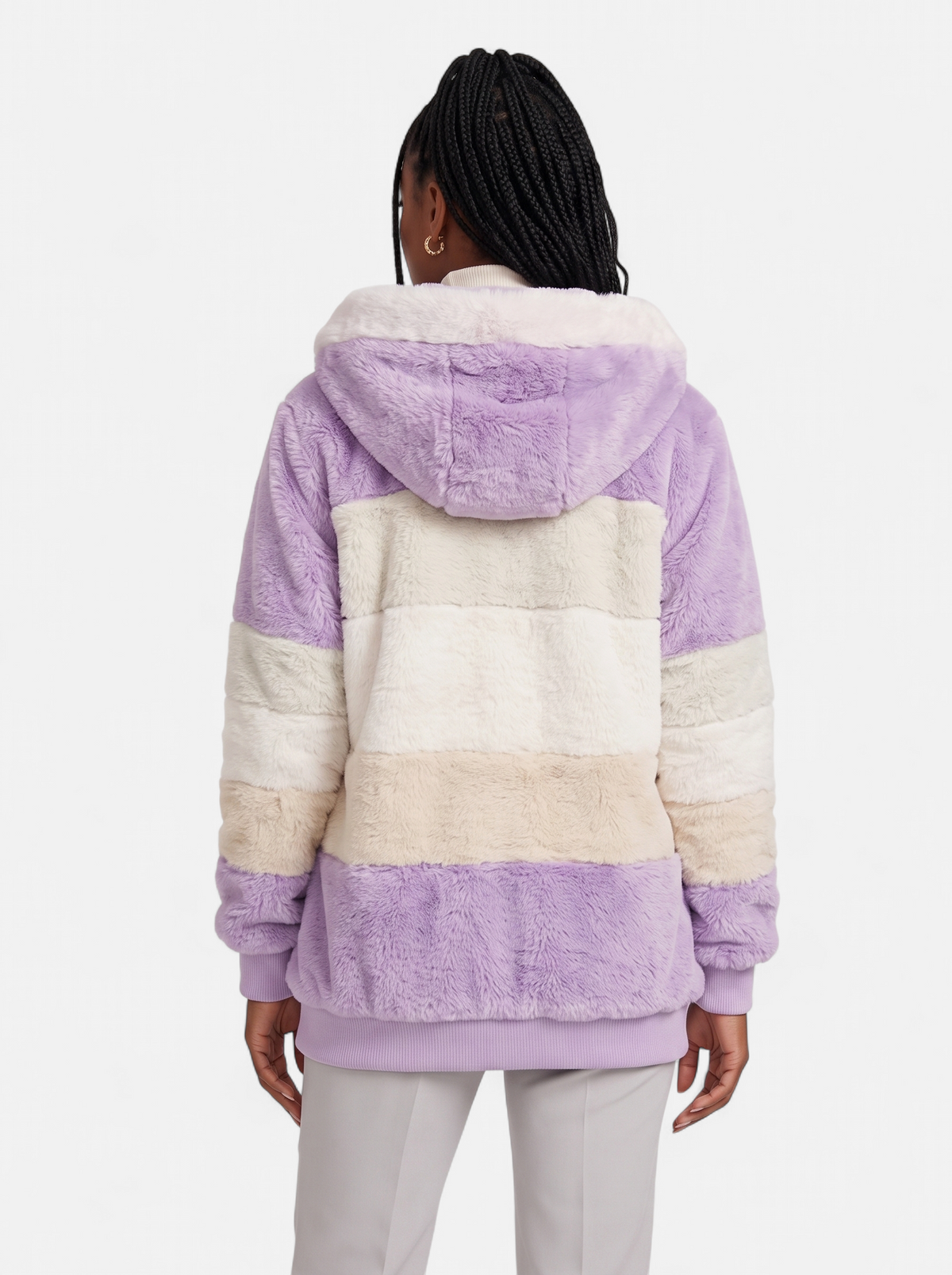 Women's purple oversized hooded jacket back shot