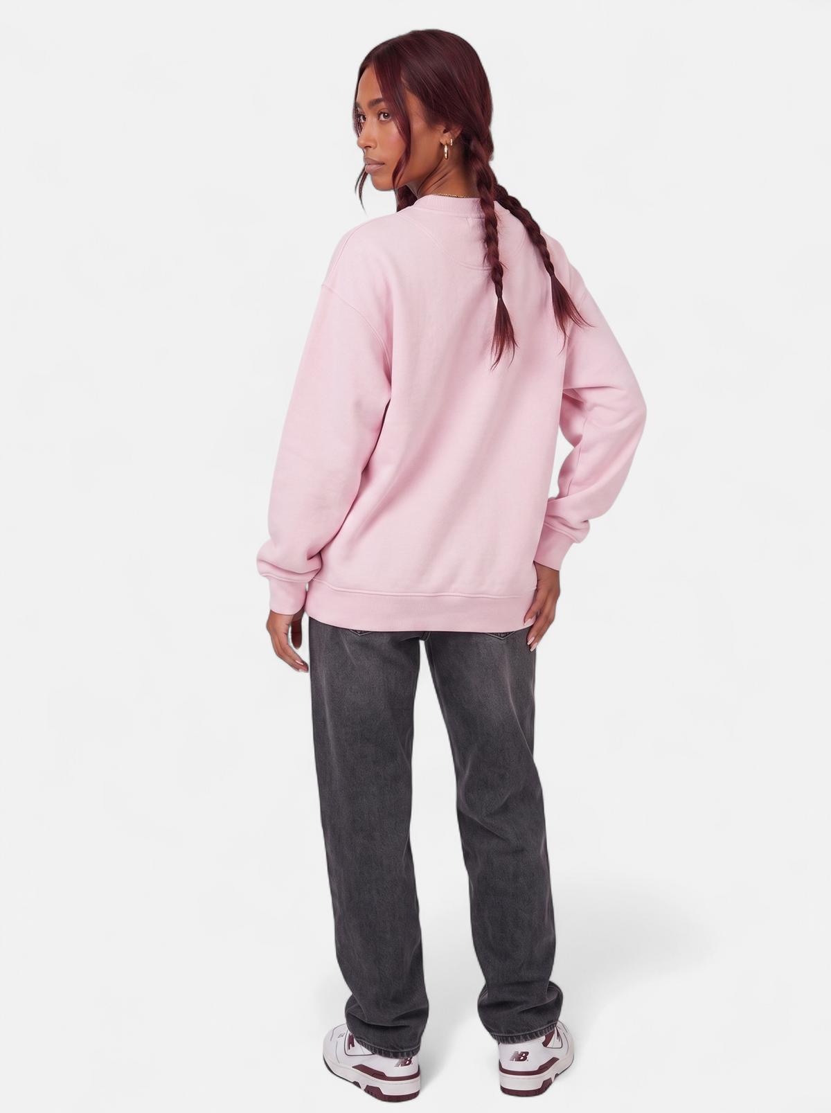Women's pink oversized varsity sweatshirt back shot