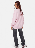 Women's purple oversized varsity sweatshirt back shot